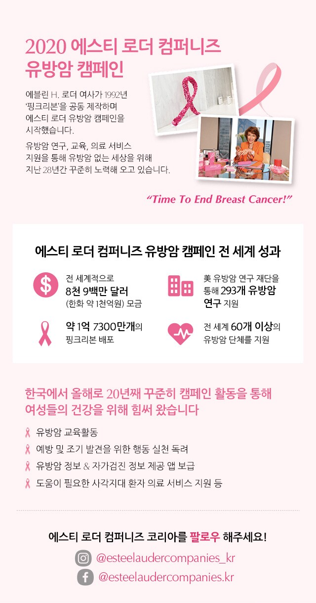 2020 에스티 로더 컴퍼니즈 유방암 캠페인